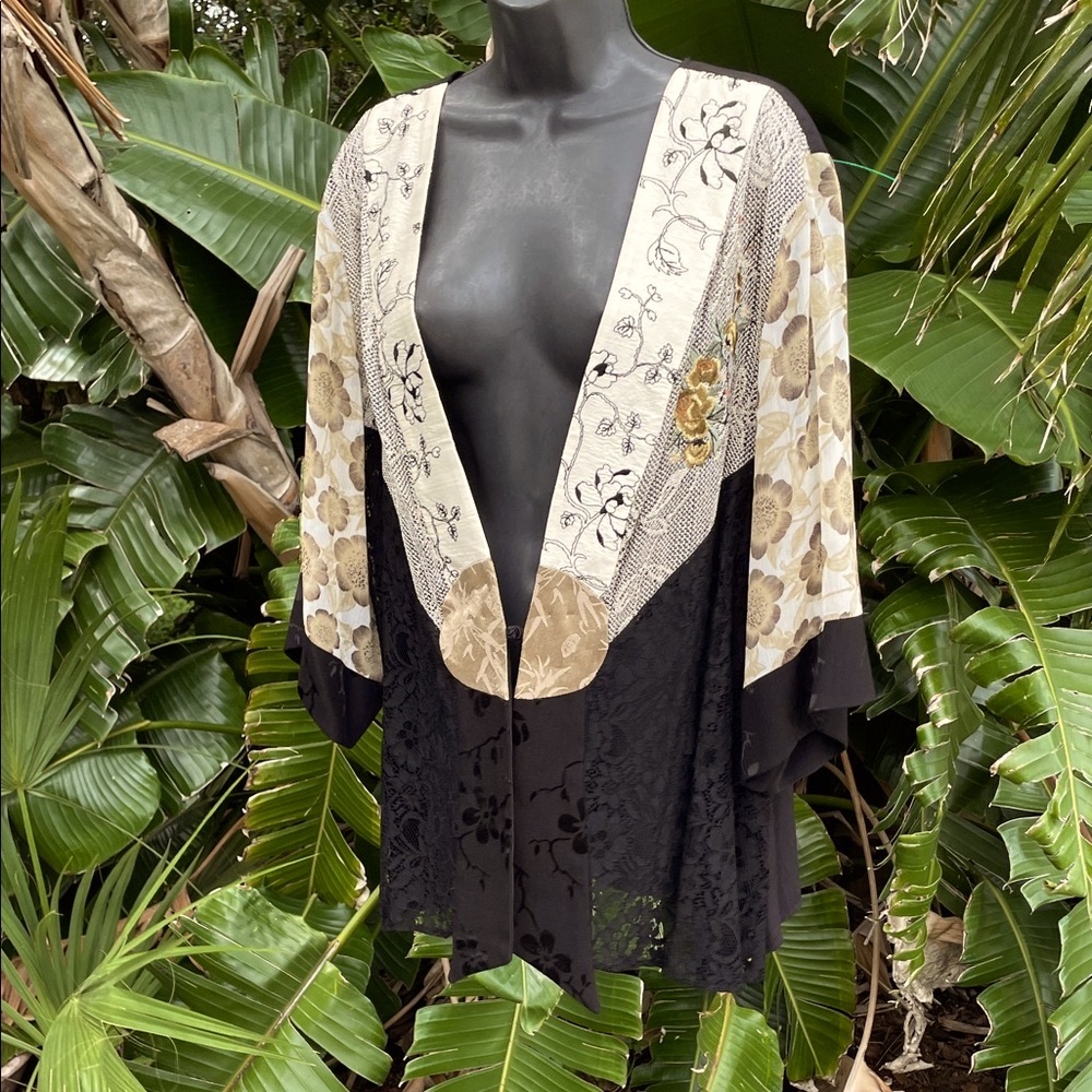 Spencer Alexis, patchwork metallic lace brocade and floral jacket